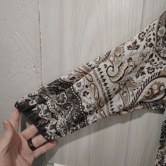 Valerie Stevens Sheer Multicolor Pullover Long Sleeve Blouse Elastic Sleeve PM - Picture 2 of 8